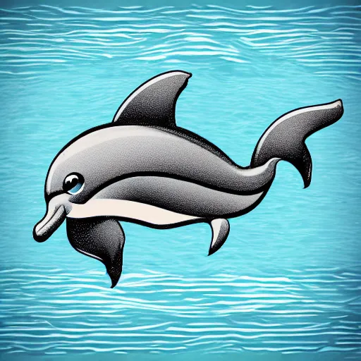 Image similar to stylized dolphin swimming in a stylized ocean