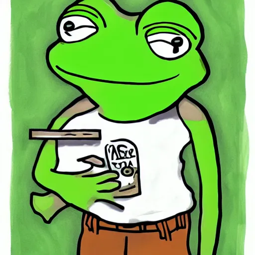 Image similar to pepe the frog smoking weed