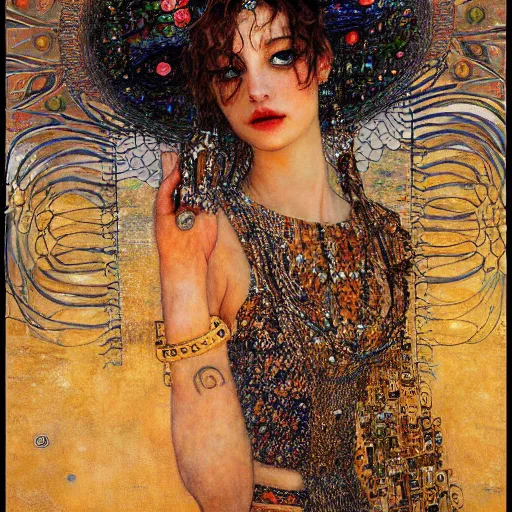 Image similar to seductive goddess in desert, intricate detail, klimt, royo, whealan,