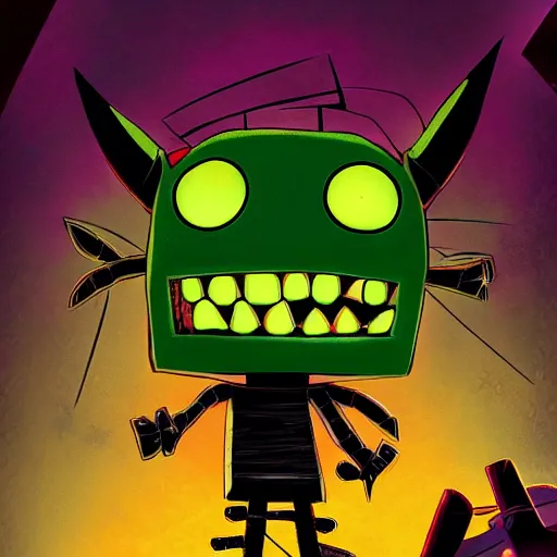 Prompt: invader zim gir, horror, detailed, 4k