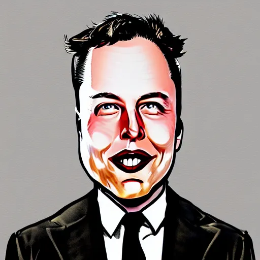 Prompt: a highly exaggerated art image of Elon musk, caricature, digital art
