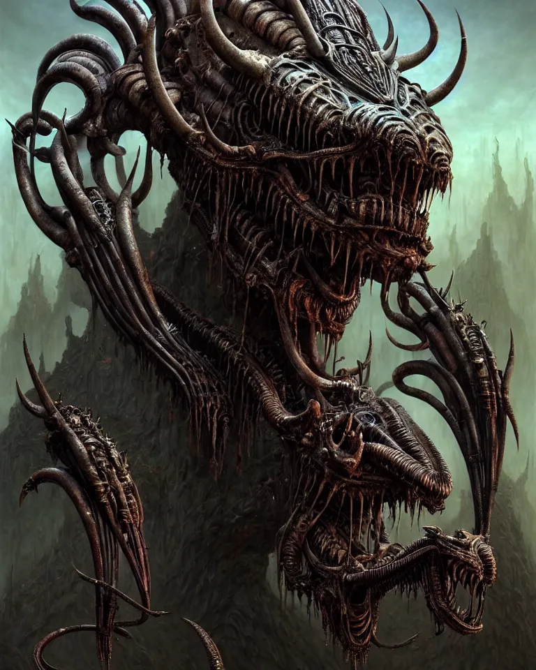 Image similar to full - face close - up portrait, the primal god of the wild who slowly turns his worshipers into twisted animalistic monsters by bruce brenneise and peter mohrbacher and h r giger, alien ancient ruins in background, 3 d render, neosurrealism. digital concept art, pixel art, rendered in octane, trending on cgsociety, trending on artstation