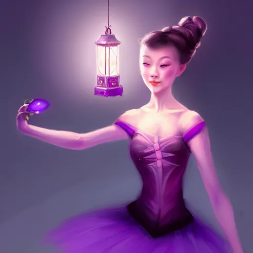 Image similar to a ballerina in purple holding a lantern, concept art by li fangying, artstation contest winner, fantasy art, dark and mysterious, artstation hd, concept art