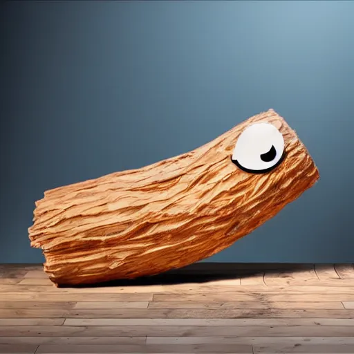 Image similar to anthropomorphic wooden log sleeping, pixar style