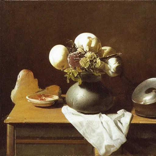 Prompt: a still life by willem claesz heda