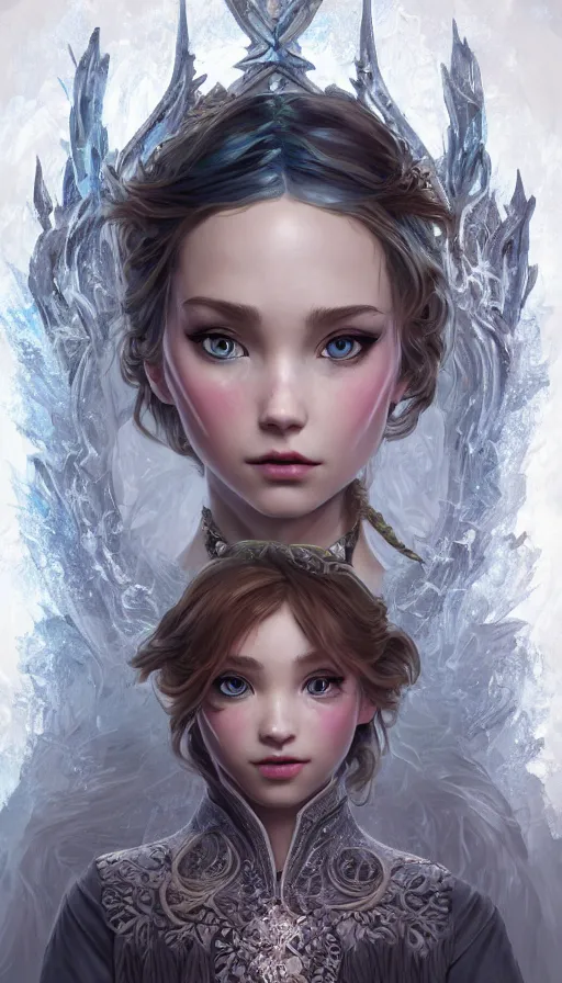 Image similar to frozen, fame of thrones, lord of daggers, neon, fibonacci, sweat drops, intricate fashion clothing, insane, intricate, highly detailed, digital painting, artstation, concept art, smooth, sharp focus, illustration, Unreal Engine 5, 8K, art by artgerm and greg rutkowski and alphonse mucha