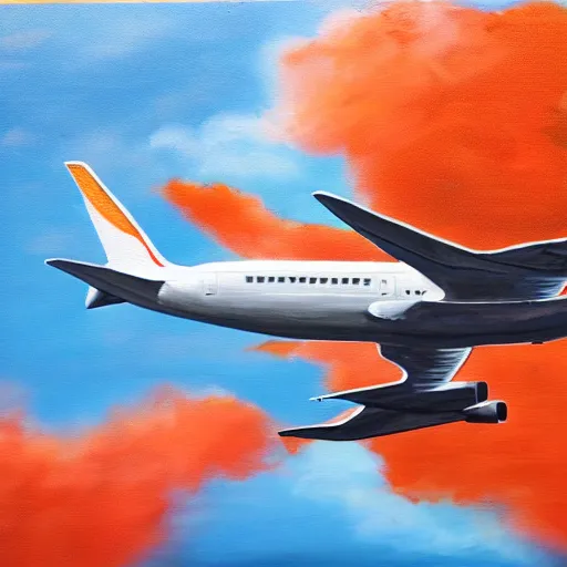 Prompt: oil painting of airplane with banner