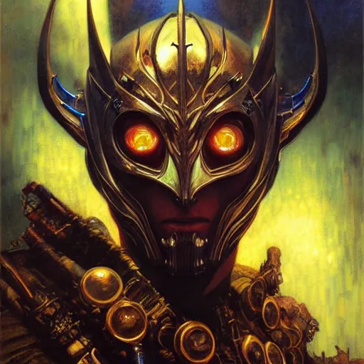 Image similar to portrait of sauron from xmen. shadowrun furaffiniy cyberpunk fantasy highly detailed painting by gaston bussiere craig mullins jc leyendecker gustav klimt artgerm greg rutkowski john berkey, bergey, craig mullins, ruan jia, raymond swanland, jeremy mann, tom lovell, alex malveda