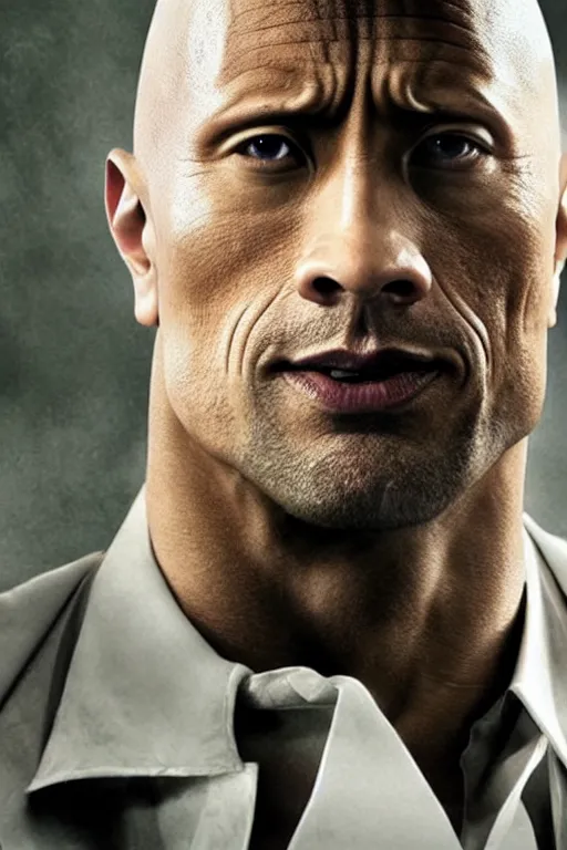 Image similar to dwayne johnson as dazai osamu, movie still