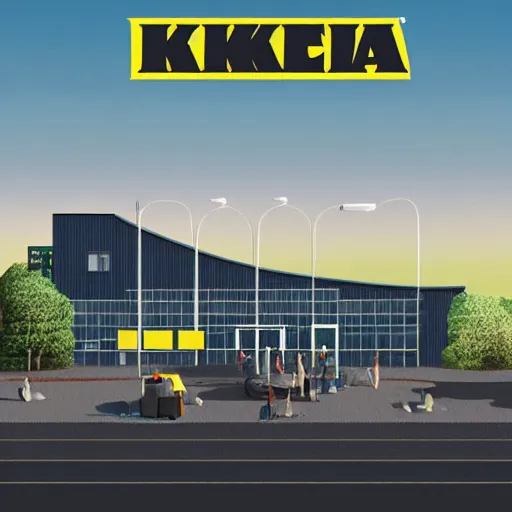 Image similar to ikea in the style of simon stalenhag,