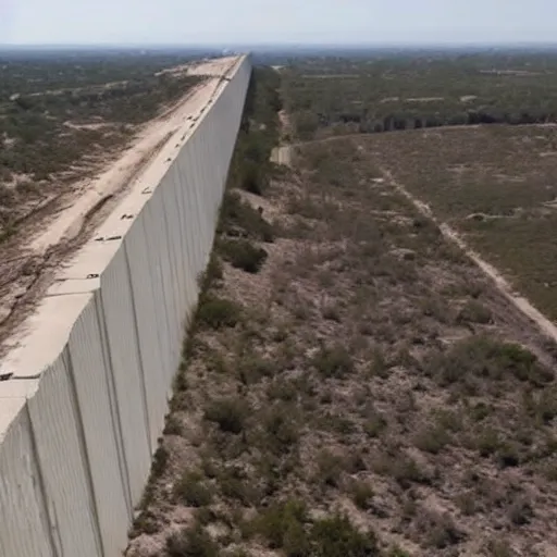 Image similar to Satellite image of the Donald Trump Border Wall, made of solid concrete and 50 feet high