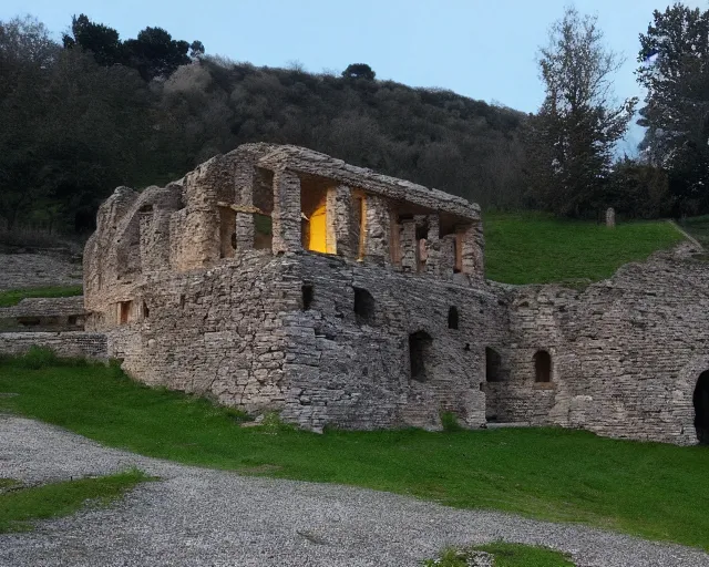 Prompt: roman house on a hill