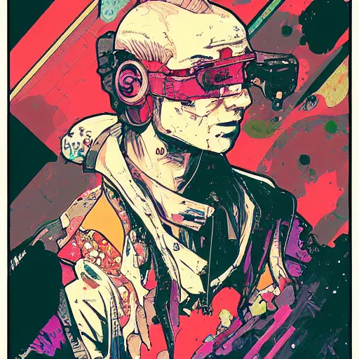 Image similar to cyberpunk character portrait illustration, pop art, splash painting, art by geof darrow, ashley wood, alphonse mucha, makoto shinkai