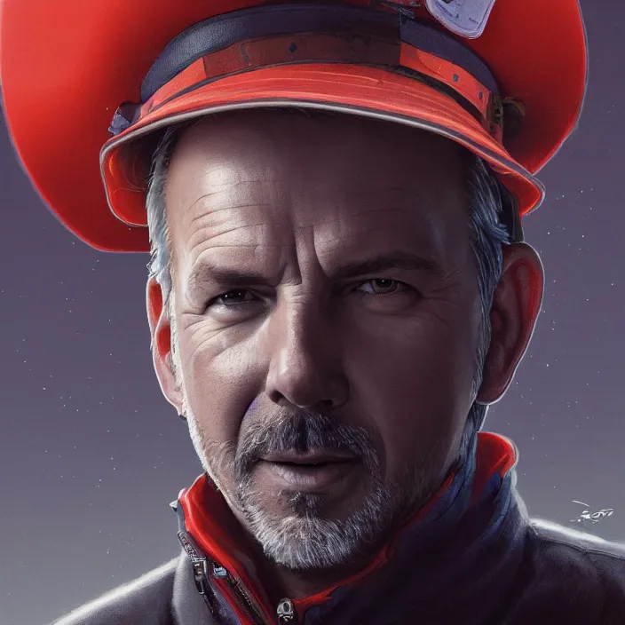 Image similar to portrait of kevin costner as postman 1 9 9 7. intricate abstract. intricate artwork. by tooth wu, wlop, beeple, dan mumford. octane render, trending on artstation, greg rutkowski very coherent symmetrical artwork. cinematic, hyper realism, high detail, octane render, 8 k, iridescent accents