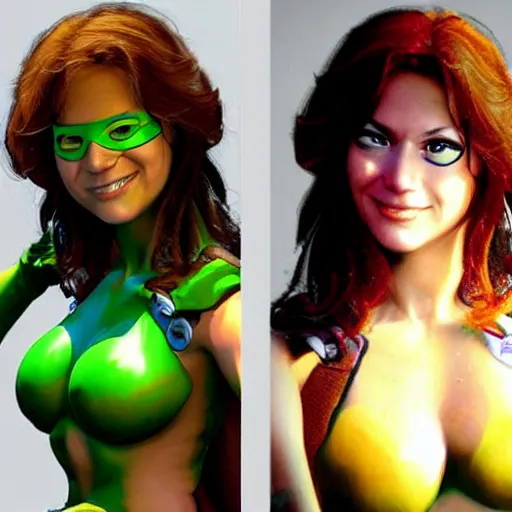 Image similar to april o'neil from the teenage mutant ninja turtles as a real person, photorealistic, cinematic