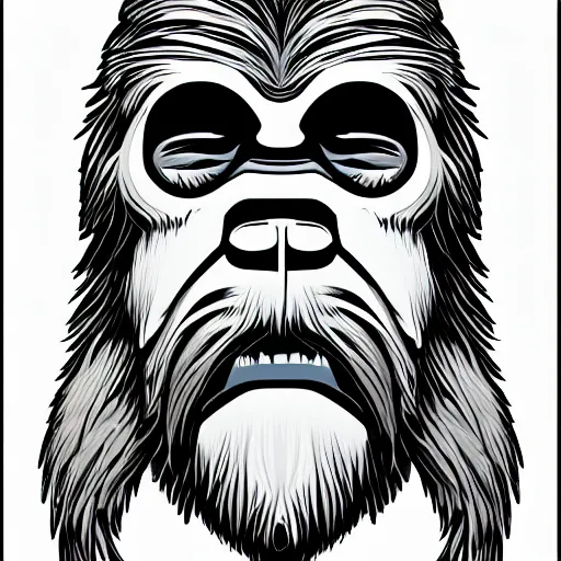 Prompt: full portrait of bigfoot, digital illustration