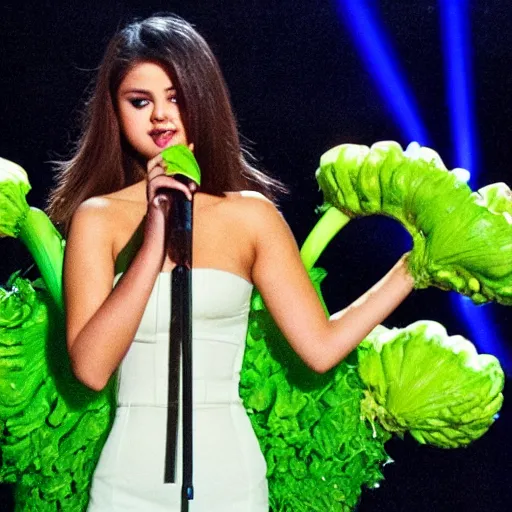 Image similar to selena gomez as celery monster