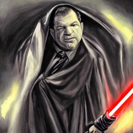 Prompt: Harvey Weinstein as a Sith Lord