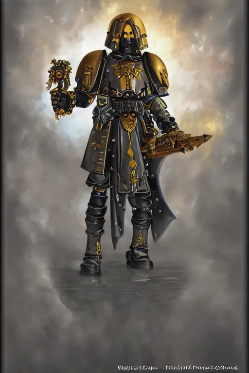 Image similar to warhammer 4 0 k tech priest, symmetrical composition, digital painting, soft light