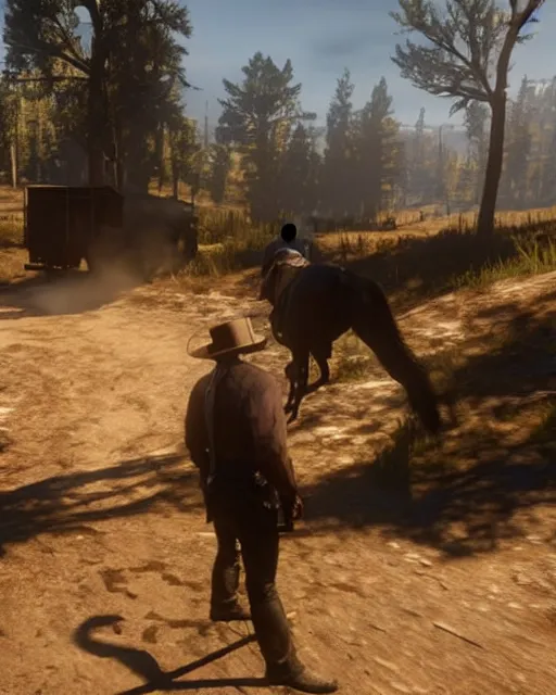 Prompt: Alex Jones is selling snake oil in RDR2, gameplay screenshot, close-shot. Realistic Graphics. Unreal Engine 5