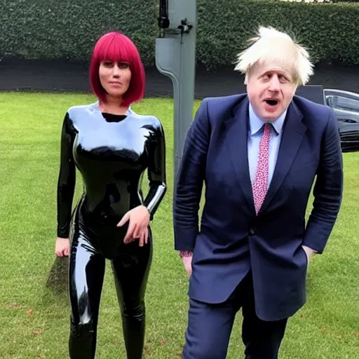 Image similar to Boris Johnson wears a latex catsuit, photo, instagram, newspaper