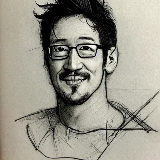 Image similar to markiplier portrait sketch, by da vinci, sketch, traditional art