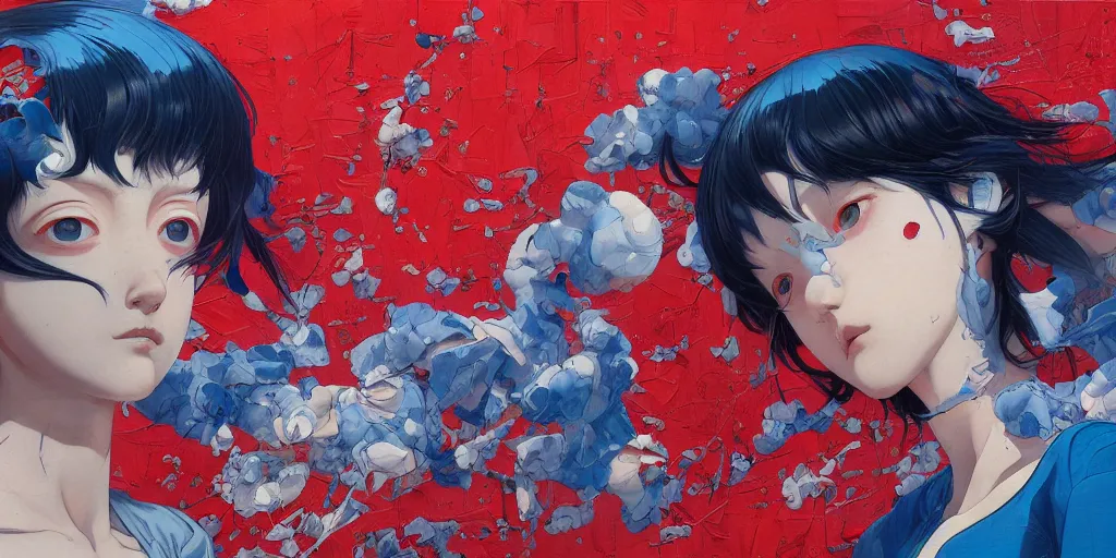 Prompt: perfect blue oil painting art by james jean and katsuhiro otomo and erik jones, inspired by akira anime, smooth texture, intricate oil painting, high detail illustration, sharp high detail, long exposure