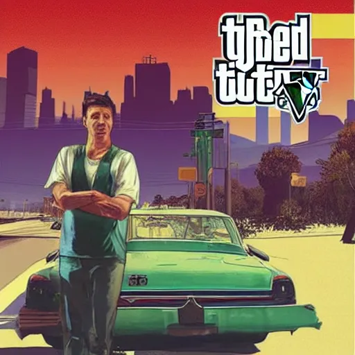 Prompt: “Zelensky in GTA V, cover art by Stephen Bliss, Boxart, loadscreen”