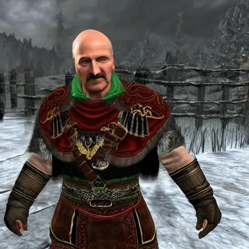 Image similar to Alexander Lukashenko as a Jarl in The Elder Scrolls V: Skyrim