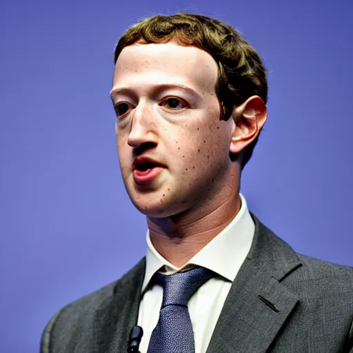 Image similar to disappointed mark zuckerberg on his trial at the hague