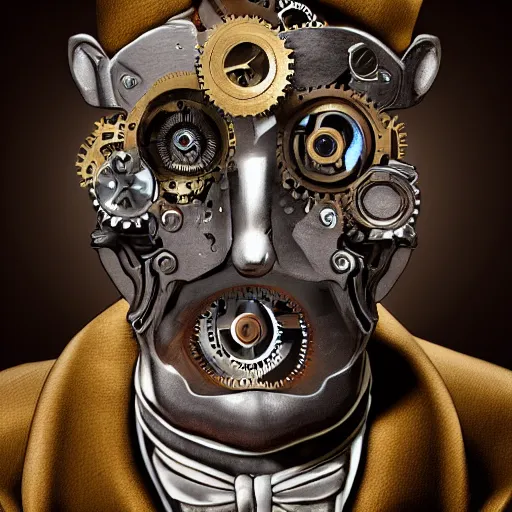 Image similar to the clockwork man, hd photorealistic image