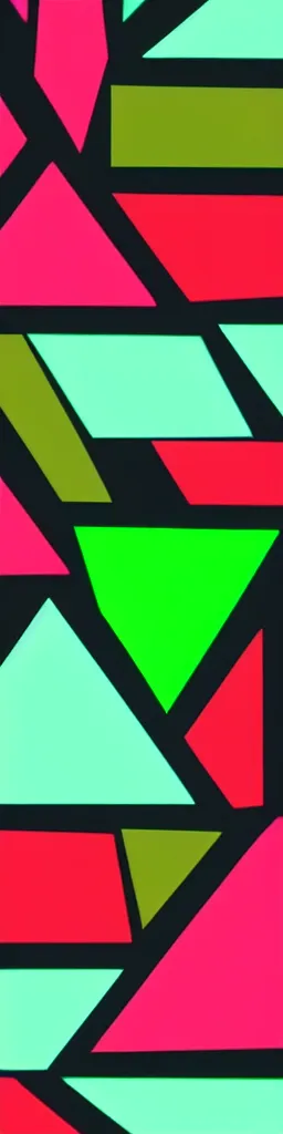 Prompt: neon green pattern, fragmented shapes, triangles, squares, right angles, glowing, sharp edges, straight lines,