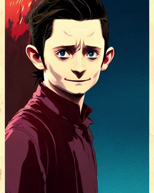 Image similar to poster Anime playing as Elijah Wood in Lord of The Rings || cute-fine-face, pretty face, realistic shaded Perfect face, fine details. Anime. realistic shaded lighting by Ilya Kuvshinov katsuhiro otomo ghost-in-the-shell, magali villeneuve, artgerm, Jeremy Lipkin and Michael Garmash and Rob Rey Elijah Wood in Lord of The Rings