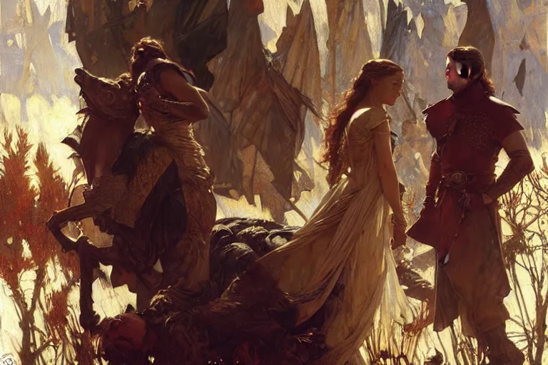 Image similar to game of thrones, painting by gaston bussiere, craig mullins, j. c. leyendecker, greg rutkowski, alphonse mucha