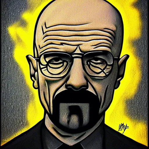 Image similar to a graffiti style piture of walter white.