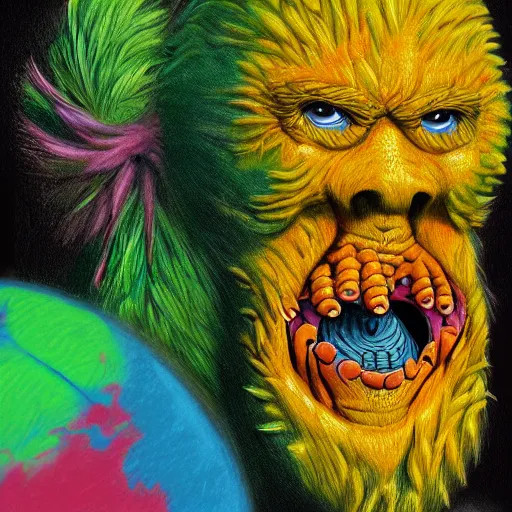 Image similar to a portrait of a tennis ball monsters, digital art, fantasy, magic, chalk, trending on artstation, ultra detailed, professional illustration by basil gogos