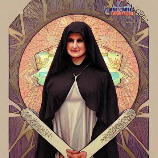 Prompt: amazing lifelike award winning pencil illustration of sister Mary Patrick Kathy najimy trending on art station artgerm Greg rutkowski alphonse mucha cinematic