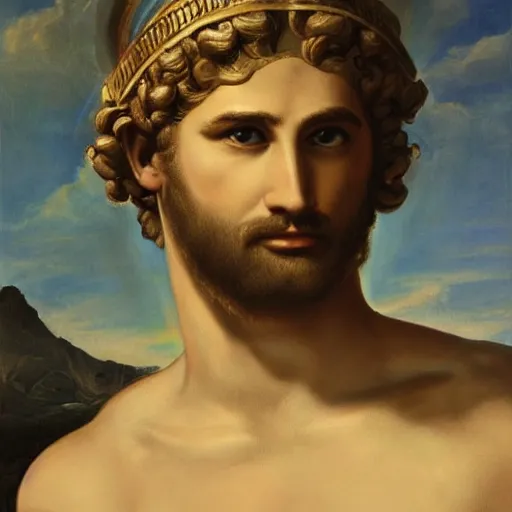 Prompt: bosski roman as greek god portrait