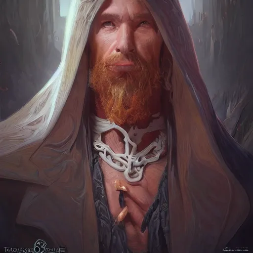 Image similar to Three quarters portrait of a necromancer sorcerer, highly detailed, digital painting, art by Stanley Lau and Artgerm and magali villeneuve and Alphonse Mucha, artstation, octane render, cgsociety