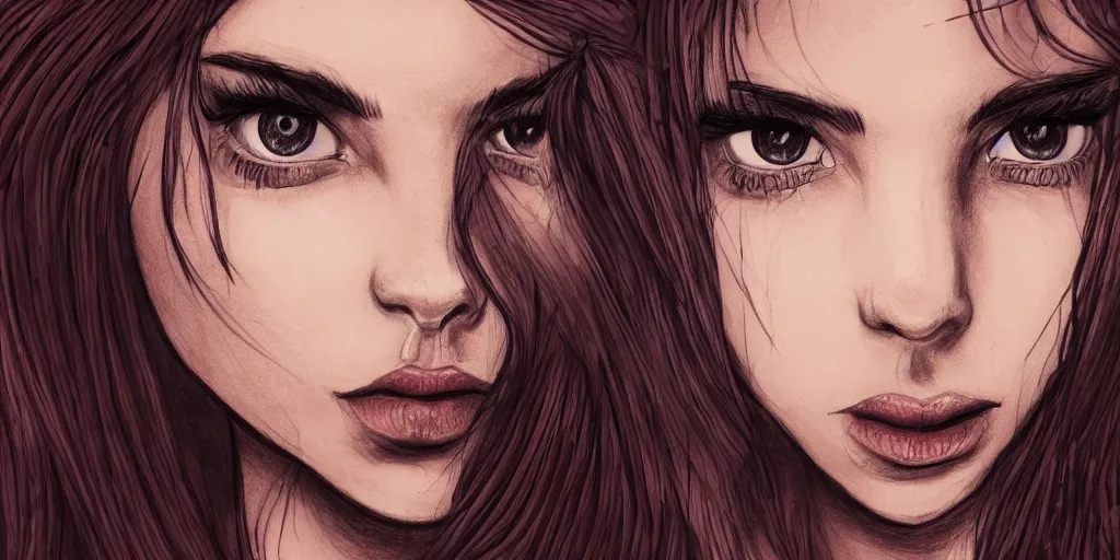 Image similar to a drawing of a girl in a club really detailed in Kyliedeamore style, no nose big lips and big eyelashes digital drawing, HD, beautiful, cinematic, 8k,facial accuracy, symmetrical