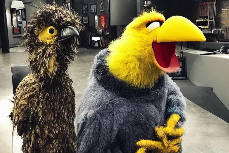 Image similar to “ big bird as a guest on joe rogan experience ”