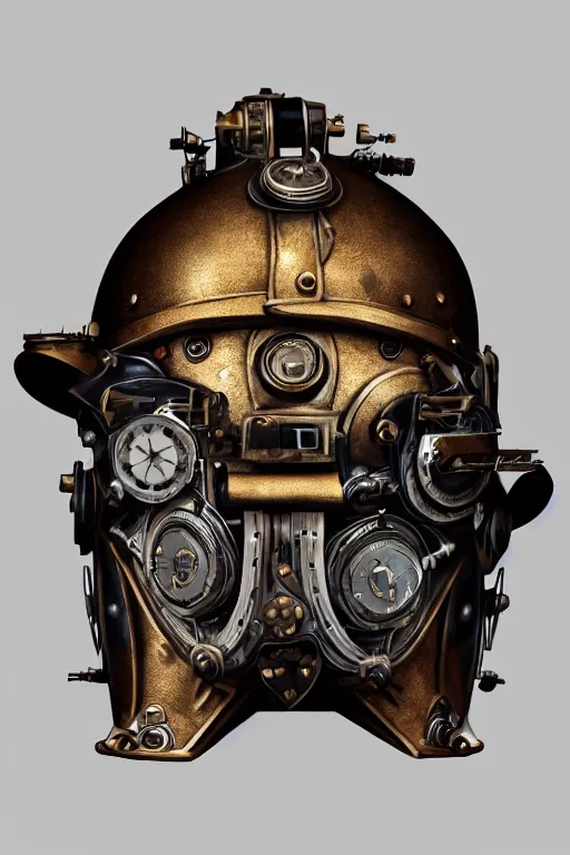 Image similar to steampunk helmet fantasy art mask robot ninja stylized digital illustration sharp focus, elegant intricate digital painting artstation concept art global illumination ray tracing advanced technology chaykin howard and campionpascale and cooke darwyn and davis jack