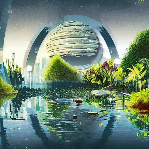 Image similar to beautiful happy picturesque charming organic futuristic sci - fi city in harmony with nature. water and plants. beautiful light. grainy and rough. soft colour scheme. beautiful artistic vector graphic design art print by lurid. ( 2 0 2 2 )