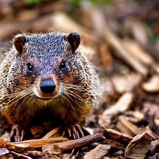 Prompt: How much wood could a woodchuck chuck, if a woodchuck could chuck wood? photorealistic, 4k