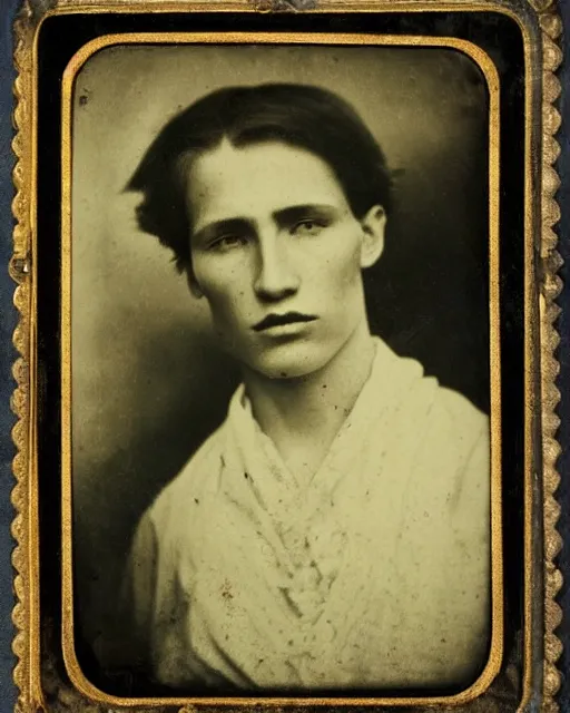 Prompt: tintype photo of alyosha karamazov, innocent handsome young russian man, by julia margaret cameron 1 8 8 0 s, realistic, portrait, sharp focus, 8 k high definition, insanely detailed, intricate, elegant