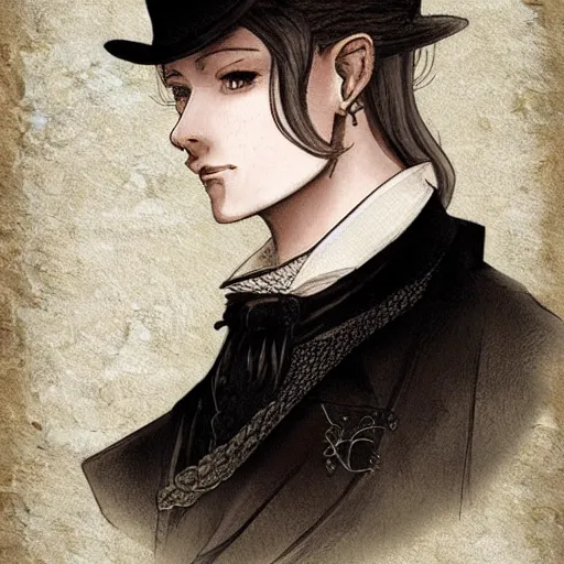 Prompt: Portrait a man in Victorian clothing, Art by Yana Toboso, manga, digital art