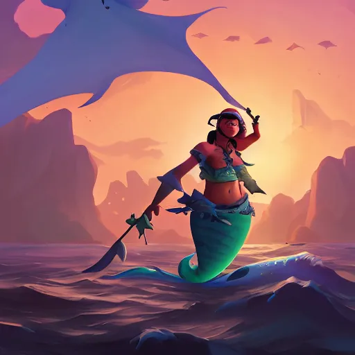 Image similar to jack the pirate mermaid on sea of thieves game avatar hero, behance hd by jesper ejsing, by rhads, makoto shinkai and lois van baarle, ilya kuvshinov, rossdraws global illumination