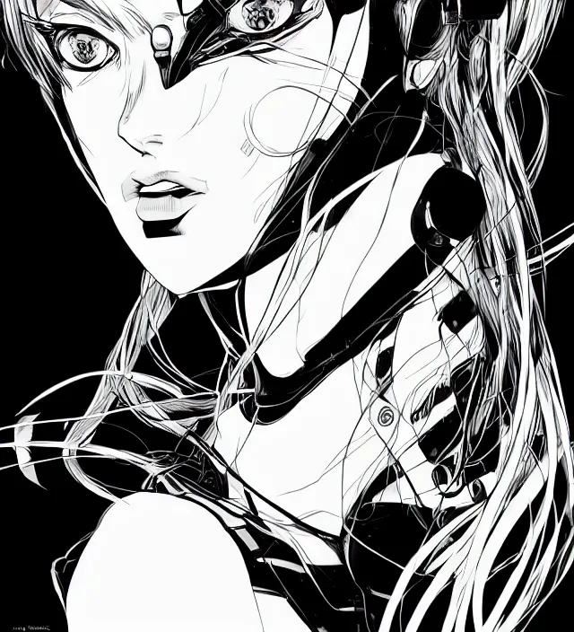 Image similar to hd manga anime portrait of a girl bot in ishikawa ken frank miller jim lee alex ross style detailed trending award winning on flickr artstation