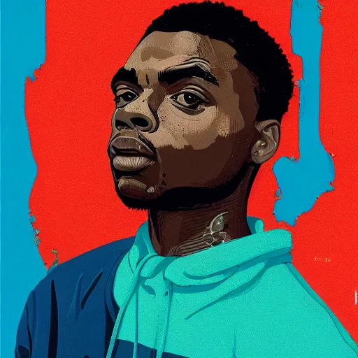 Prompt: Portrait of Vince Staples by Supreme x Sachin Teng :4 asymmetrical, Matte Painting , Vector art, geometric shapes, hard edges, energetic, graffiti, street art:2 Masterpiece, high detail, by Sachin Teng:4