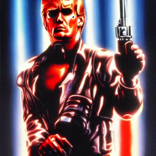 Image similar to terminator movie poster from 9 0 s starring donald trump